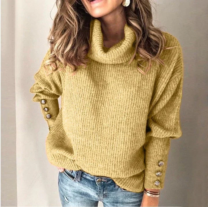 Emma Pull à Col Roulé pour Femme – Pull Élégant avec Détails de Boutons & Coupe Confortable - Image 6