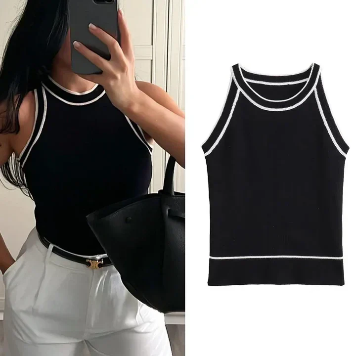 Haut femme Sophie – Haut noir et blanc à coupe classique et allure élégante - Image 4