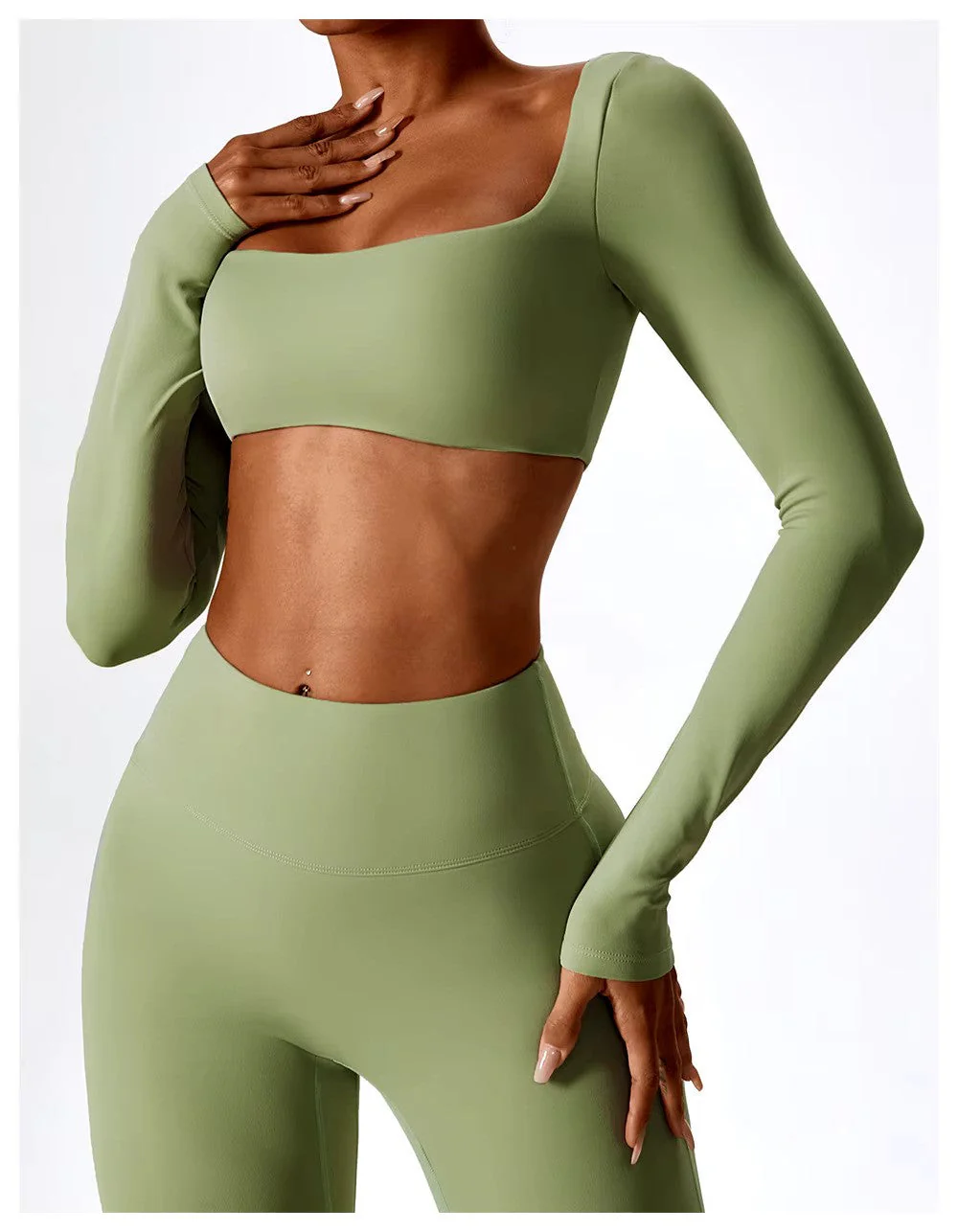 Leila Ensemble de Sport Femme – Tenue Respirante de Yoga & Fitness avec Legging Évasé & Haut Ajusté - Image 10