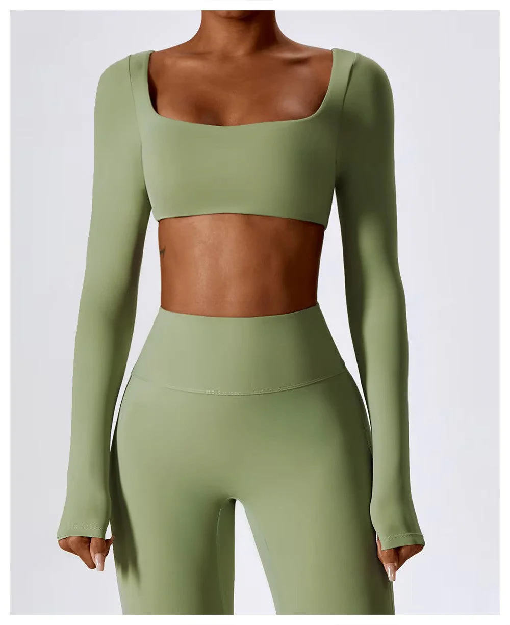 Leila Ensemble de Sport Femme – Tenue Respirante de Yoga & Fitness avec Legging Évasé & Haut Ajusté - Image 11