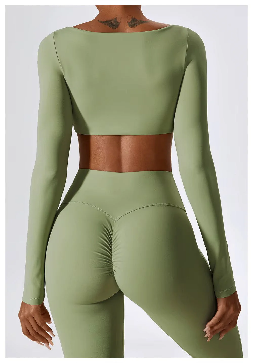 Leila Ensemble de Sport Femme – Tenue Respirante de Yoga & Fitness avec Legging Évasé & Haut Ajusté - Image 13