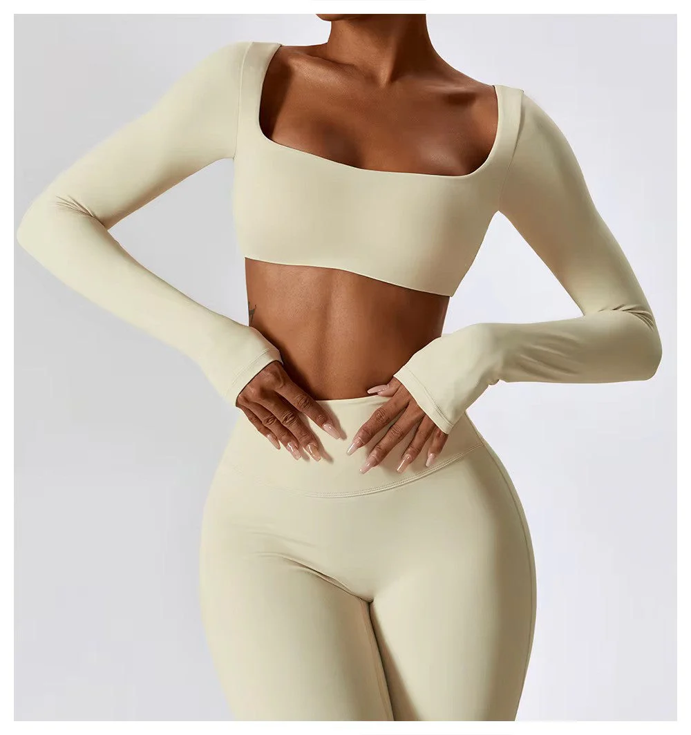 Leila Ensemble de Sport Femme – Tenue Respirante de Yoga & Fitness avec Legging Évasé & Haut Ajusté - Image 20