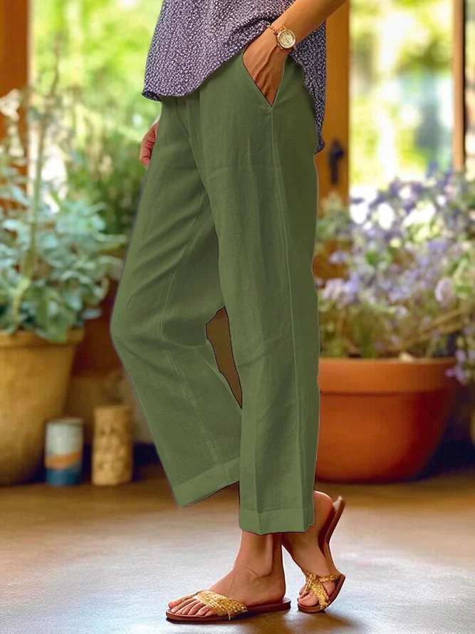Lotte Pantalon Femme en Lin – Coupe Ample Aérée avec Design Uni & Confort Estival - Image 5